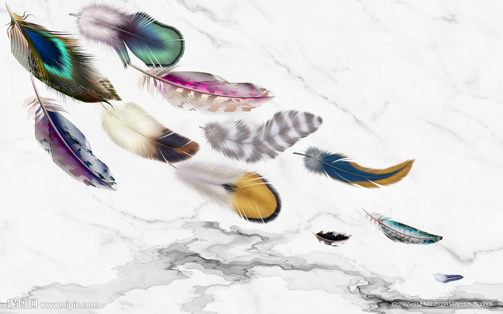 新品羽毛背景画 TIF分层