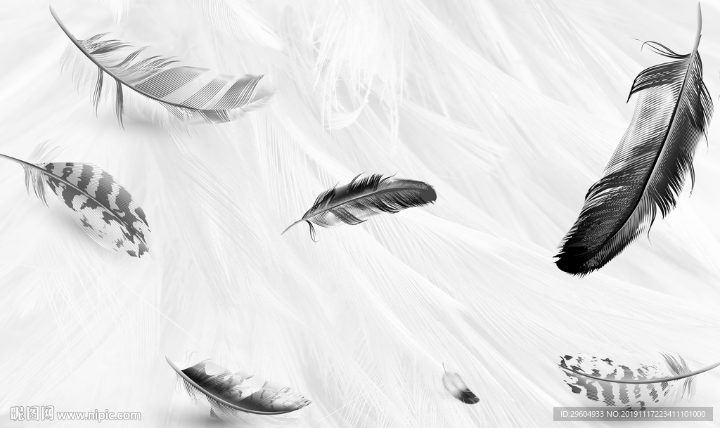 高档 简约羽毛画 TIF分层