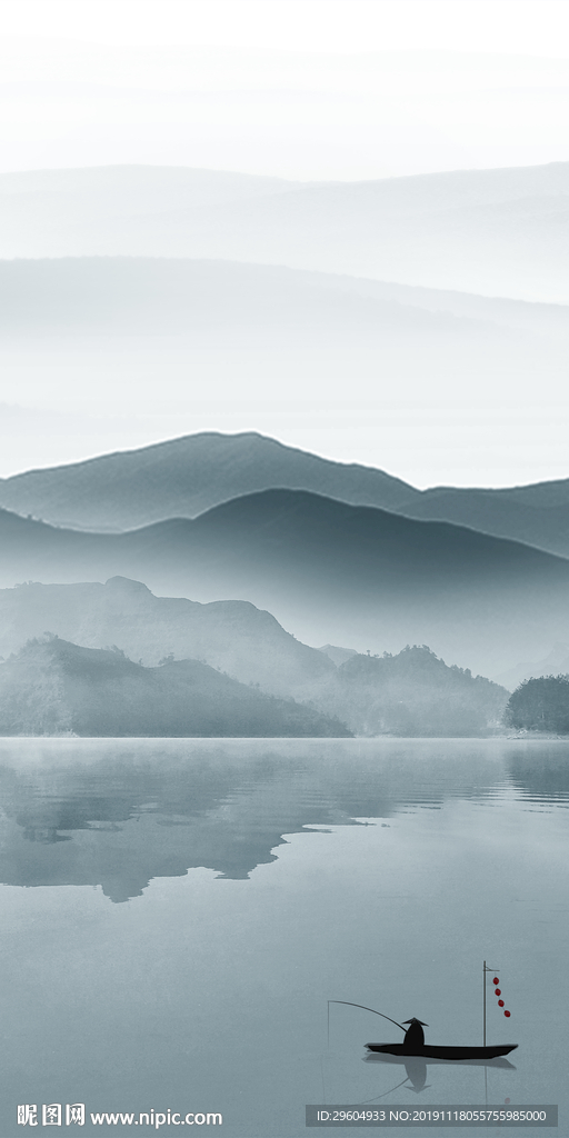 简约山水画新玄关 TIF分层