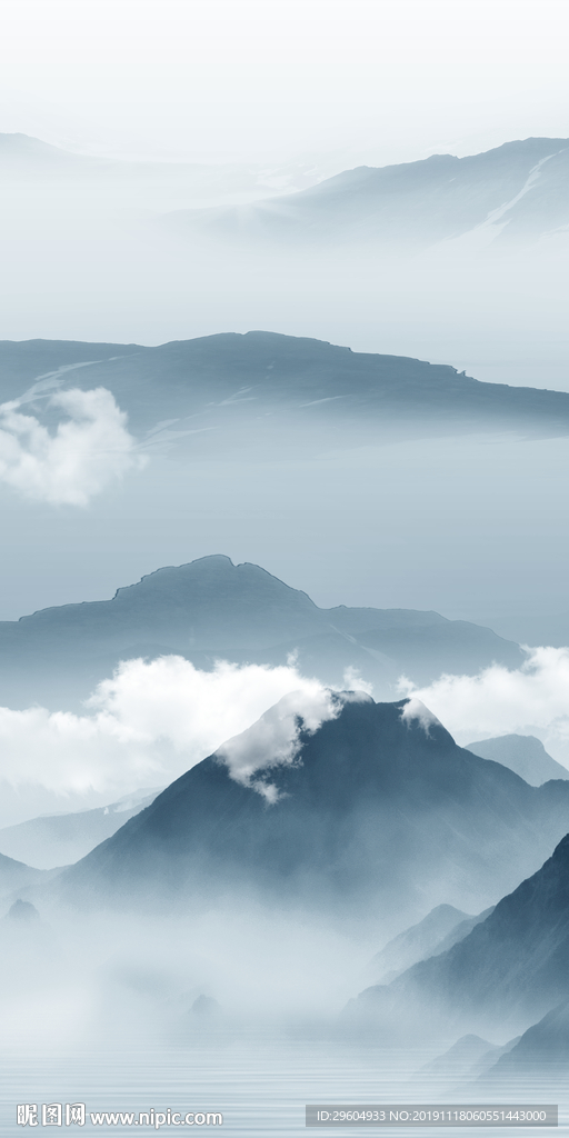 蓝色山水画新玄关 TIF分层