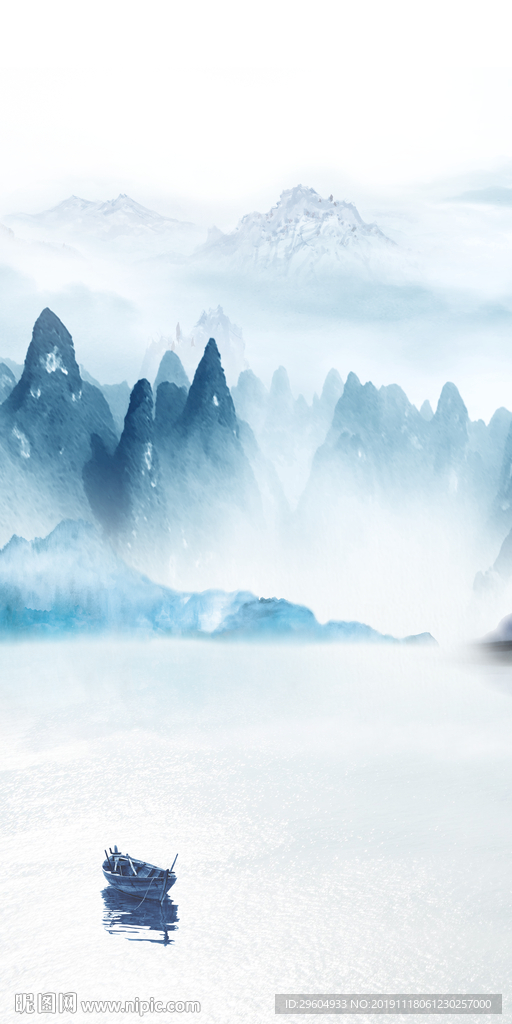 新中式山水画新玄关 TIF分层