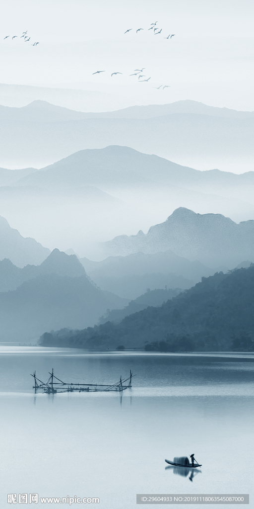 中式山水画玄关图 TIF分层