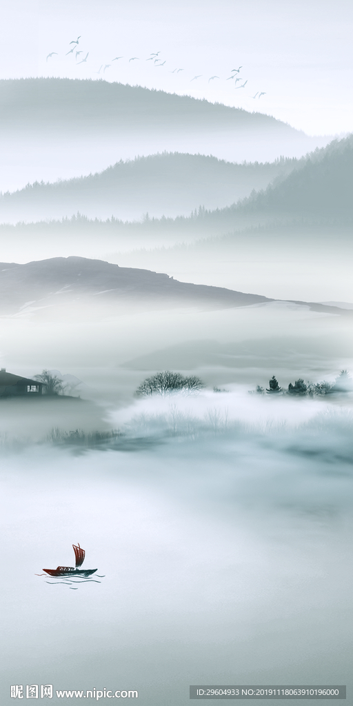 现代山水画玄关图 TIF分层