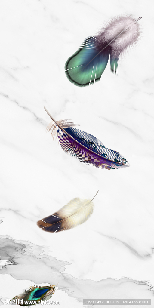 羽毛玄关画 TIF分层 背景墙