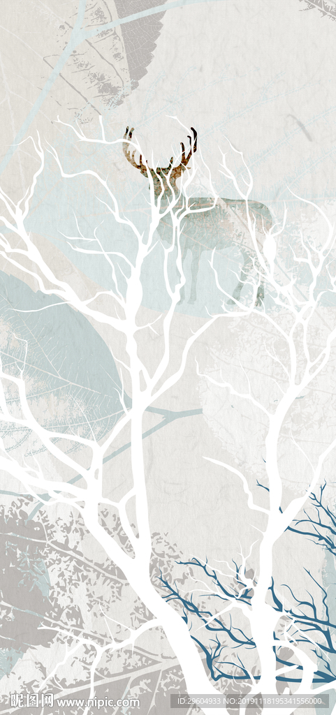 麋鹿 玄关高清画 TIF分层