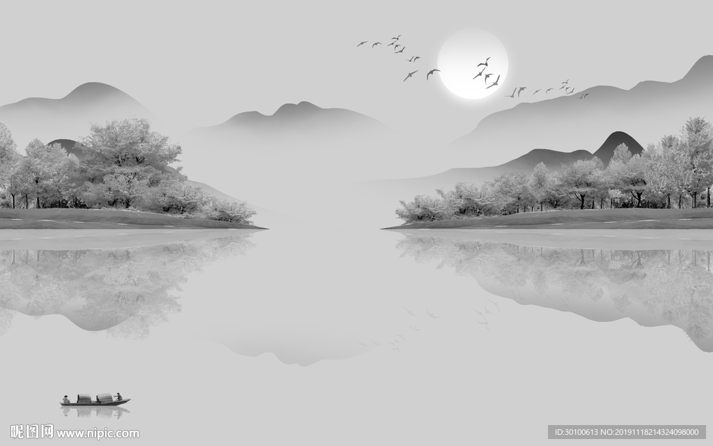 新款意境 山水画 TIF分层