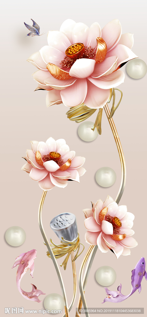 家和富贵荷花鱼图片