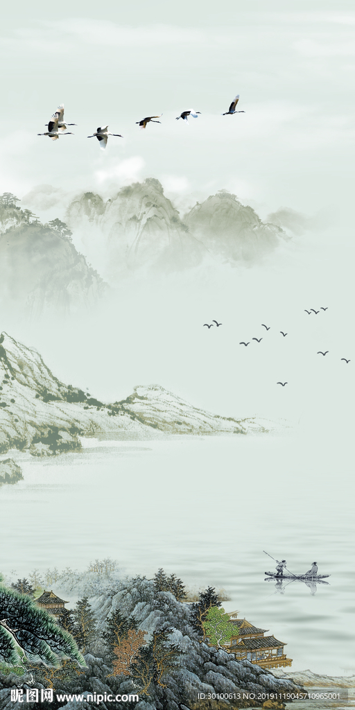 中国风家居玄关画 tif分层