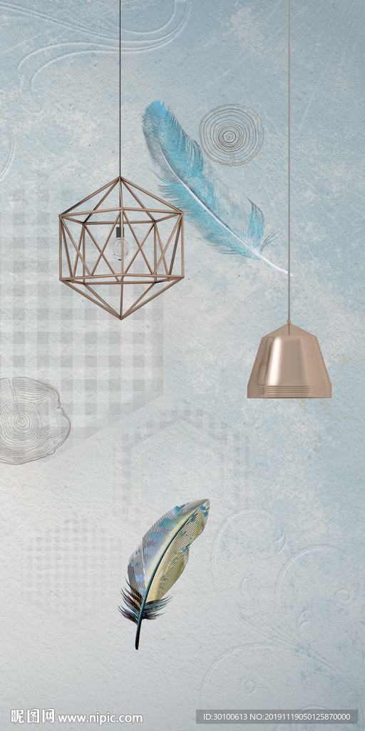 羽毛家居玄关画 tif分层