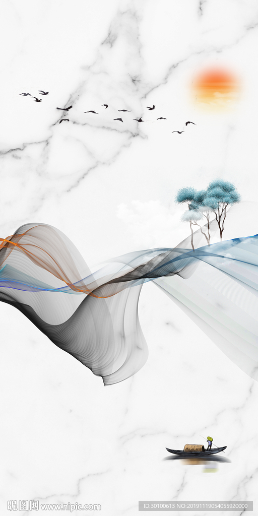 爵士白高档玄关画 tif分层