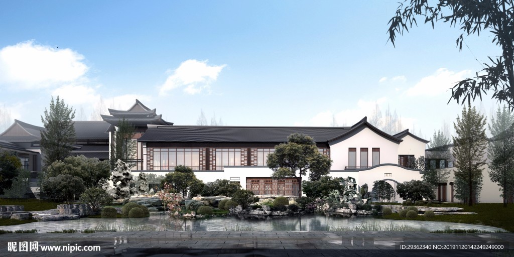 中式别墅建筑外观设计效果图