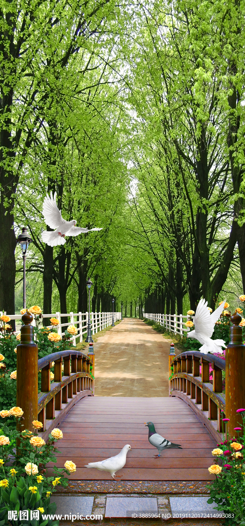 美清新简约竹林小路玄关图片