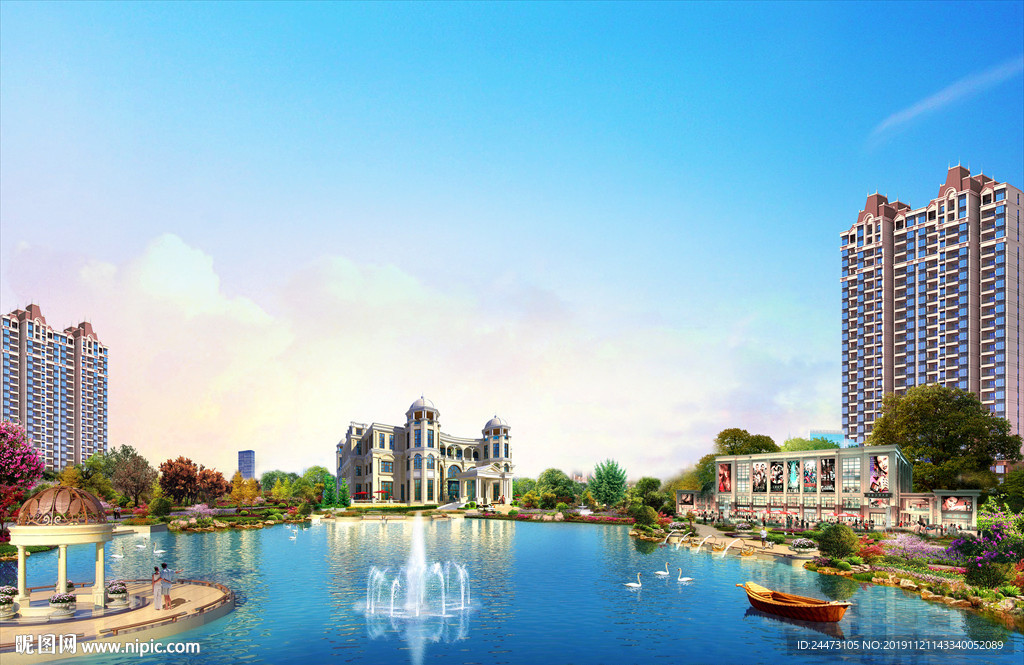 地产 园林 唯美 洋房 合图