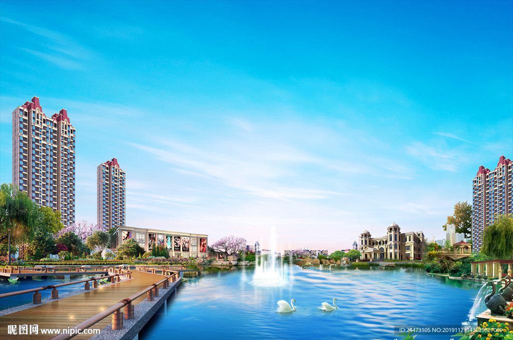 地产 园林 唯美 洋房 合图