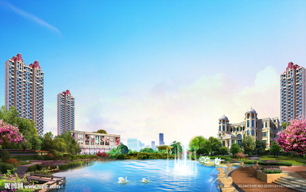 地产 园林 唯美 洋房 合图