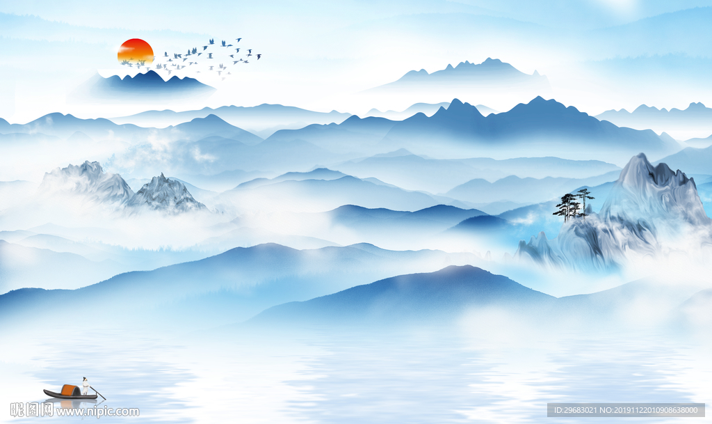 新款山水风景画 TIF分层