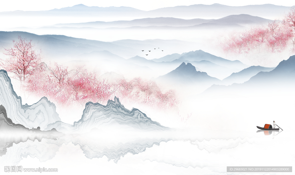 意境新山水风景画 TIF分层