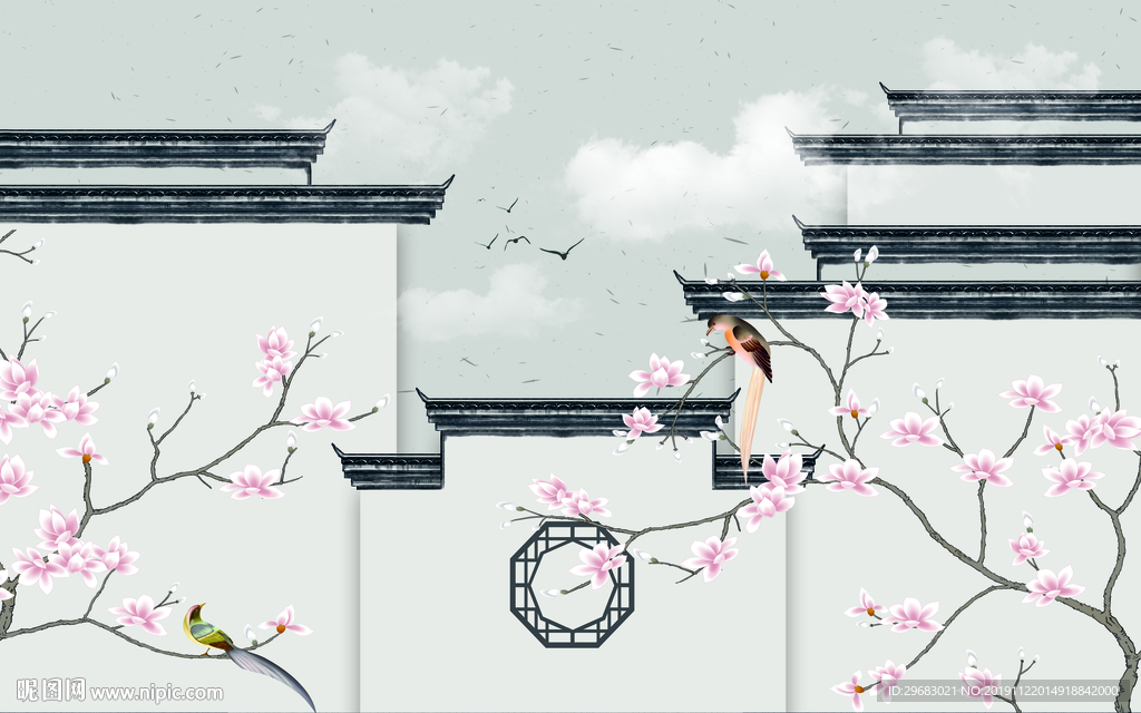 徽派 新山水风景画 TIF分层