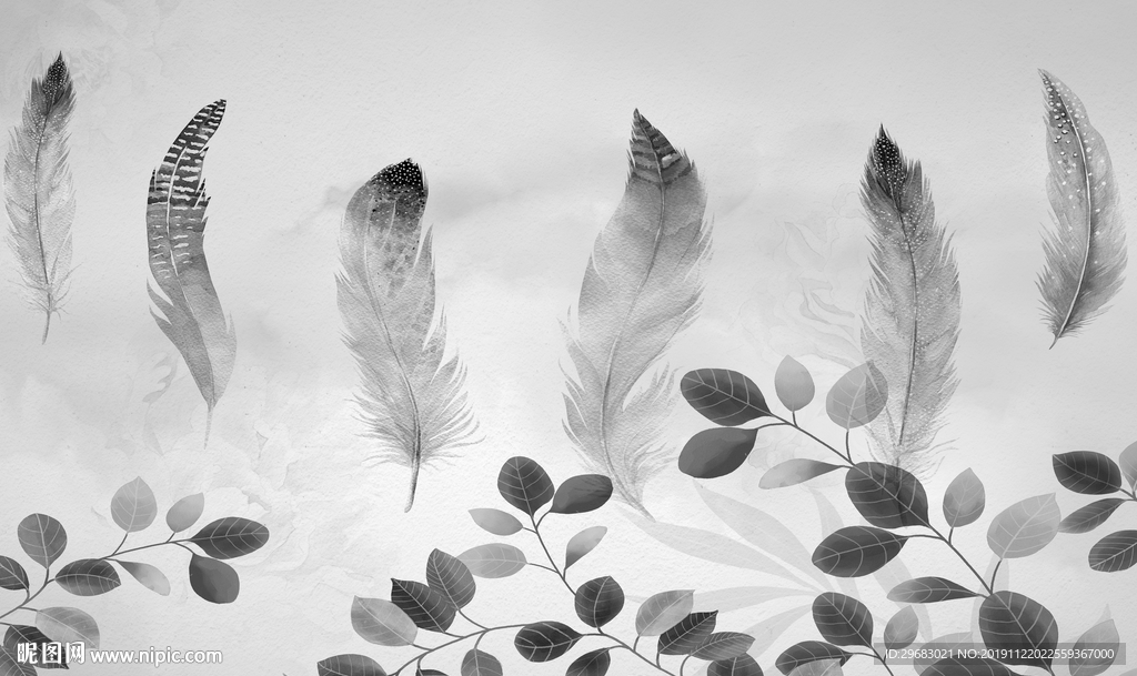 高档 羽毛装饰画 TIF分层