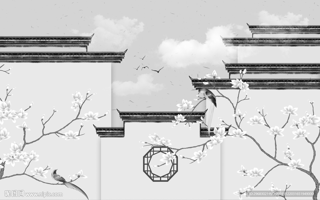 徽派新意境山水画 TIF分层