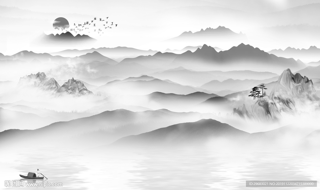 中国风新意境山水画 TIF分层