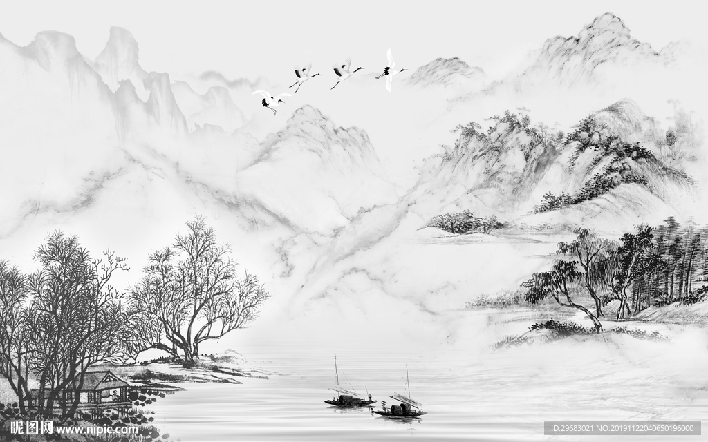 新款新意境山水画 TIF分层