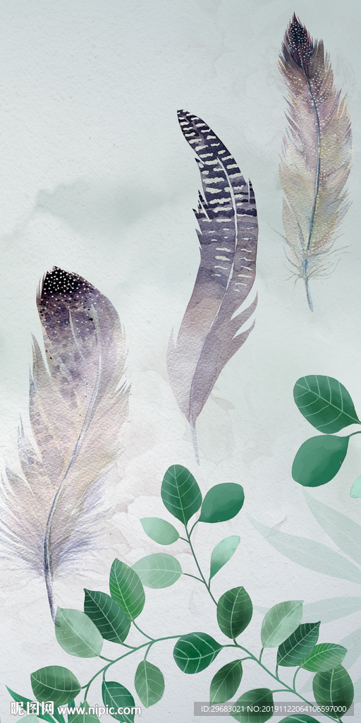 高清羽毛玄关画 TIF分层