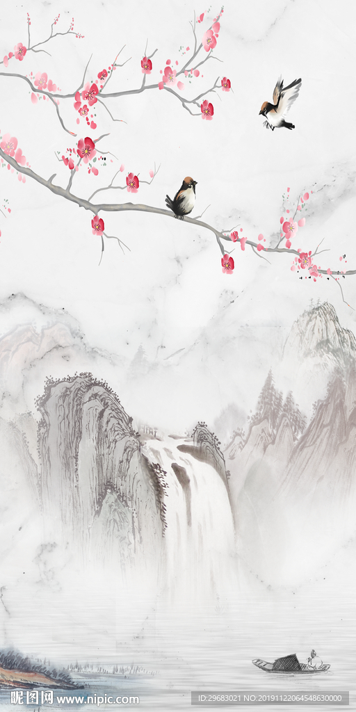 简约中式山水画 TIF分层