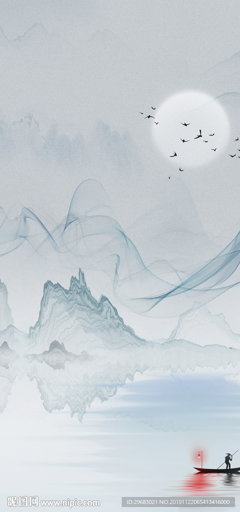 高清 中式山水画 TIF分层