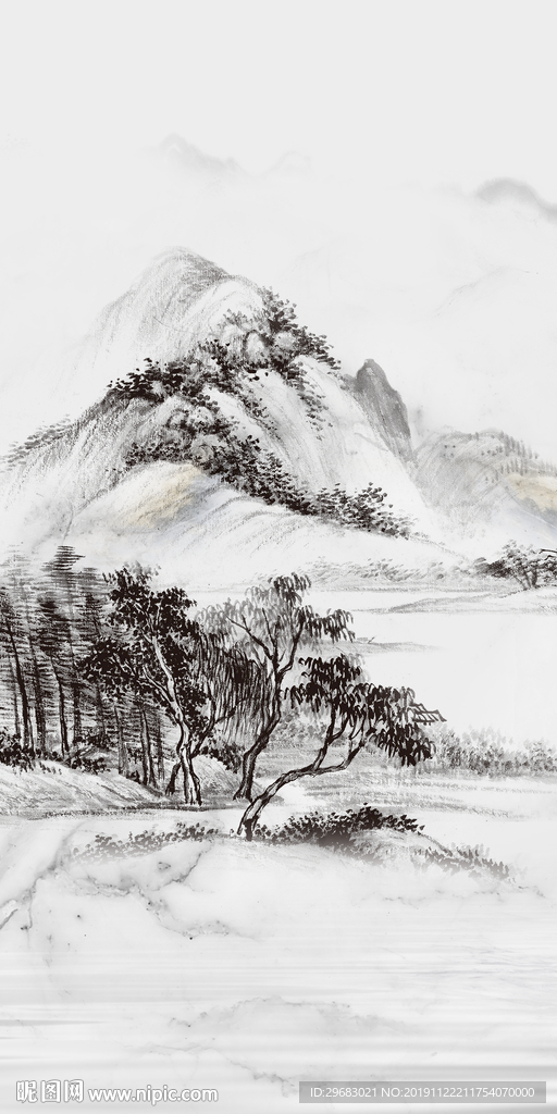 爵士白山水画玄关 TIF分层