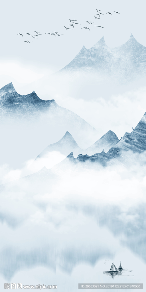 极品 山水画玄关 TIF分层