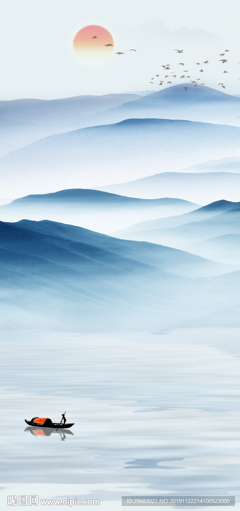 新中式山水画玄关 TIF分层