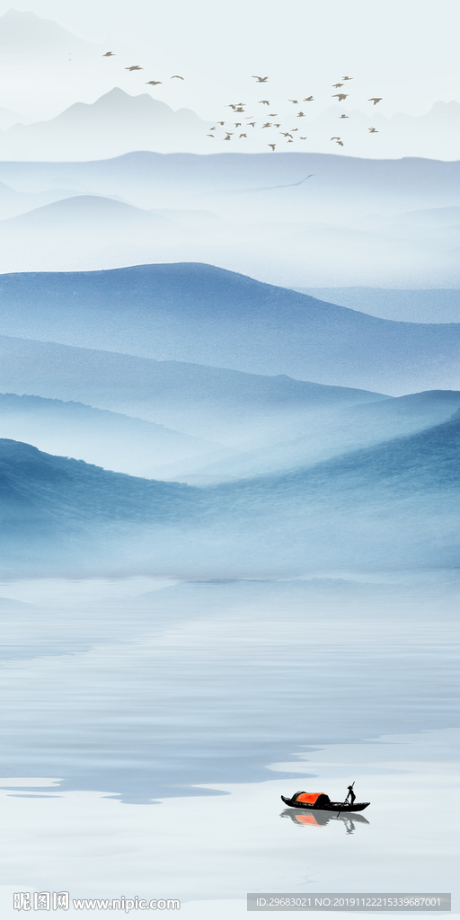 简约山水画玄关 TIF分层