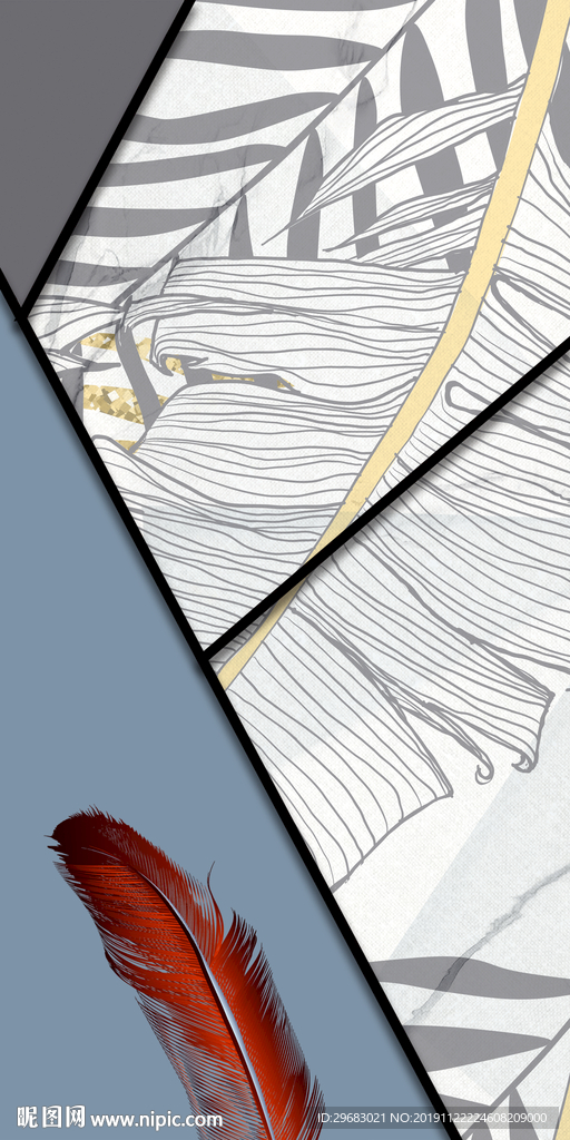 几何欧式玄关画 TIF分层