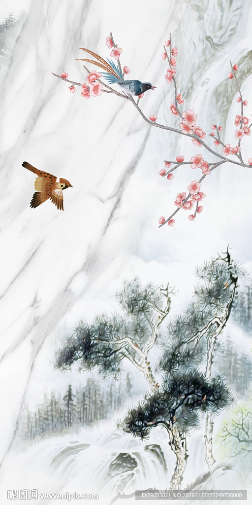 爵士白爆款山水画 TIF分层