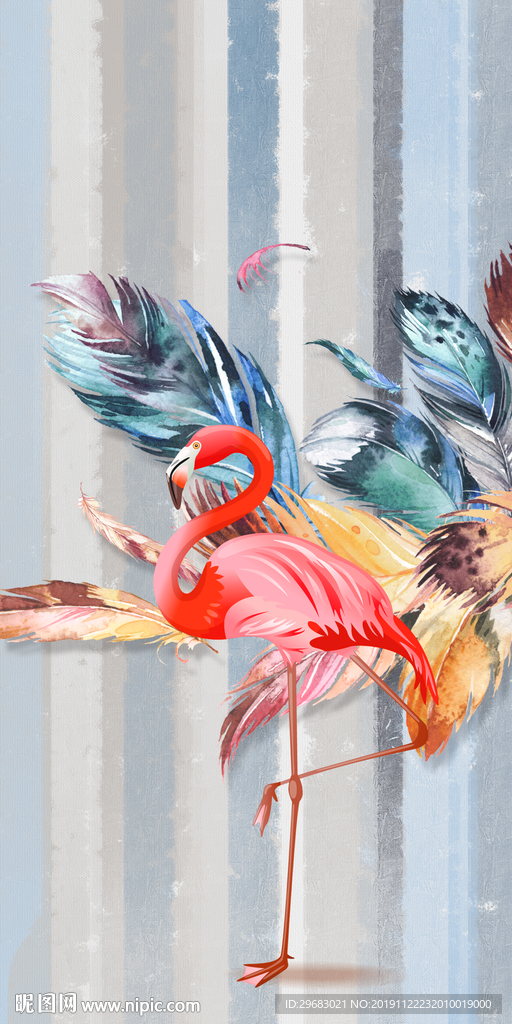 羽毛欧式玄关画 TIF分层