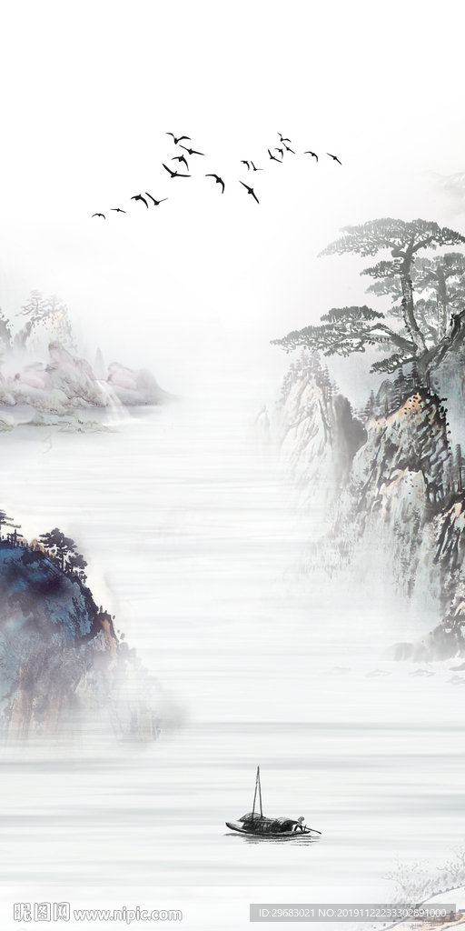 中式爆款山水画 TIF分层