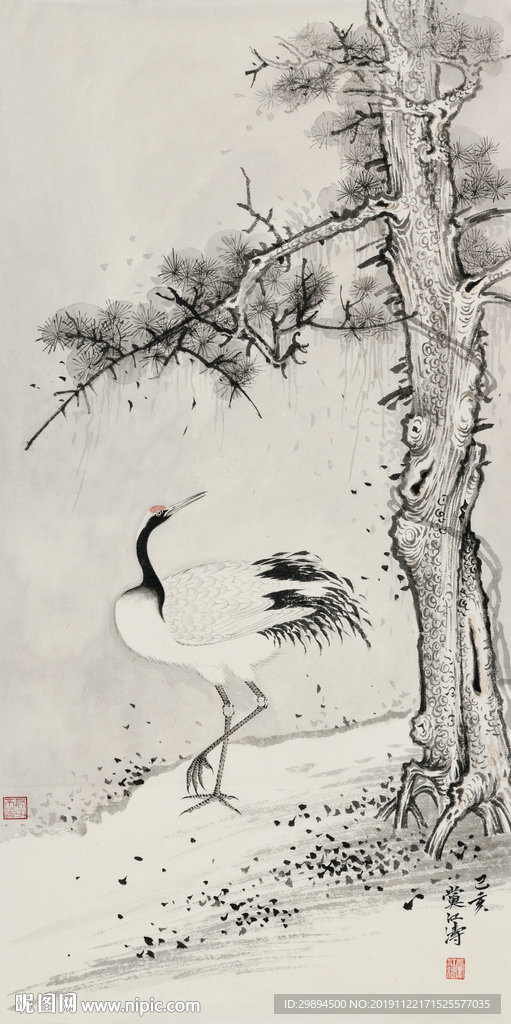 古典松鹤中式水墨装饰画