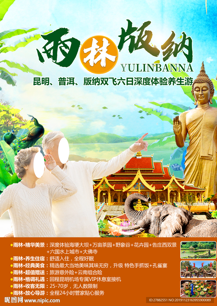 雨林西双版纳康养海报封面设计