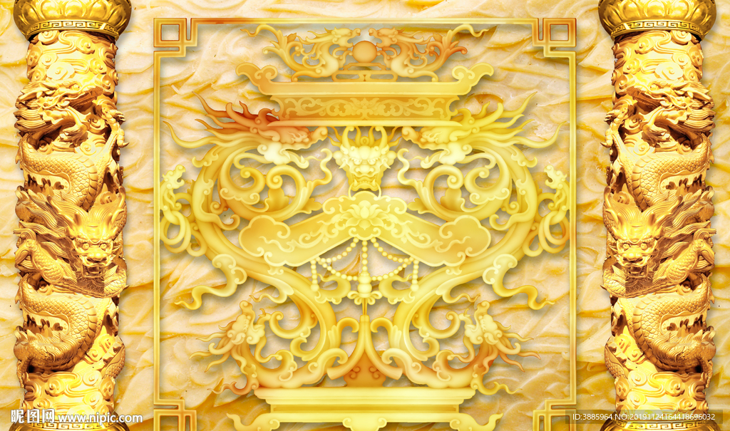 中式大气金龙背景图片