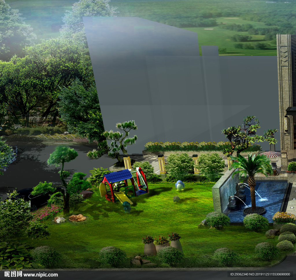 售楼示范花园设计效果图