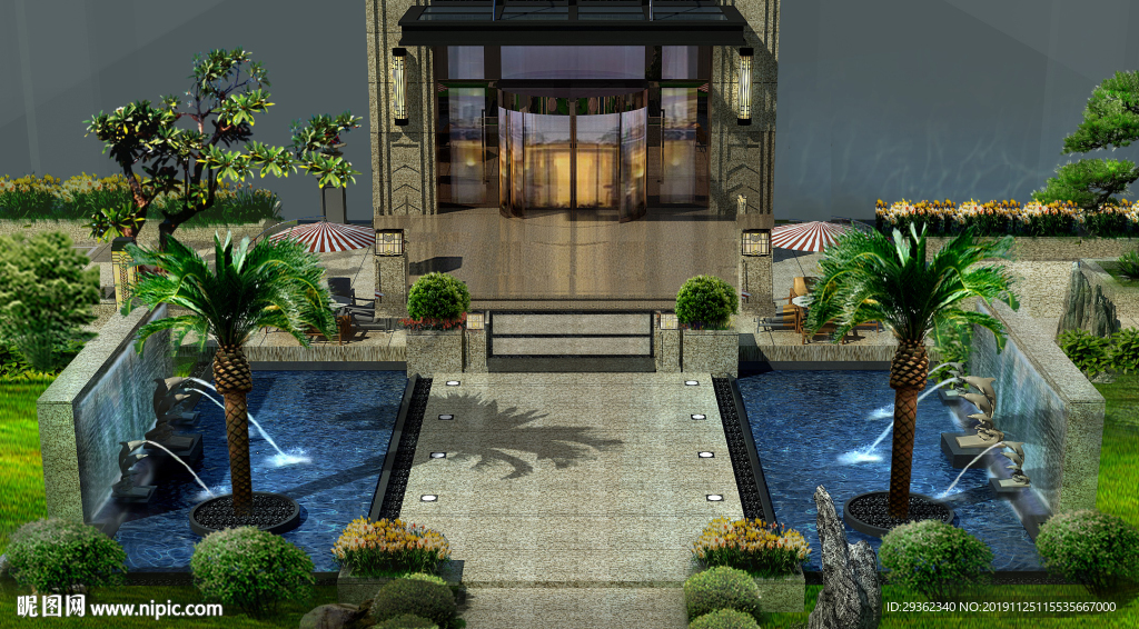 售楼示范单位花园设计效果图