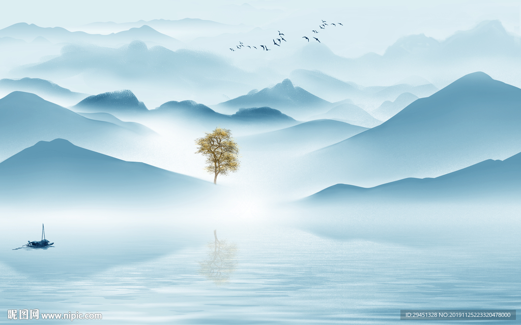 意境 山水中国风画 TIF分层