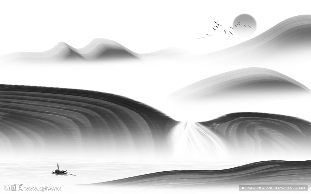 禅意 山水中国风画 TIF分层