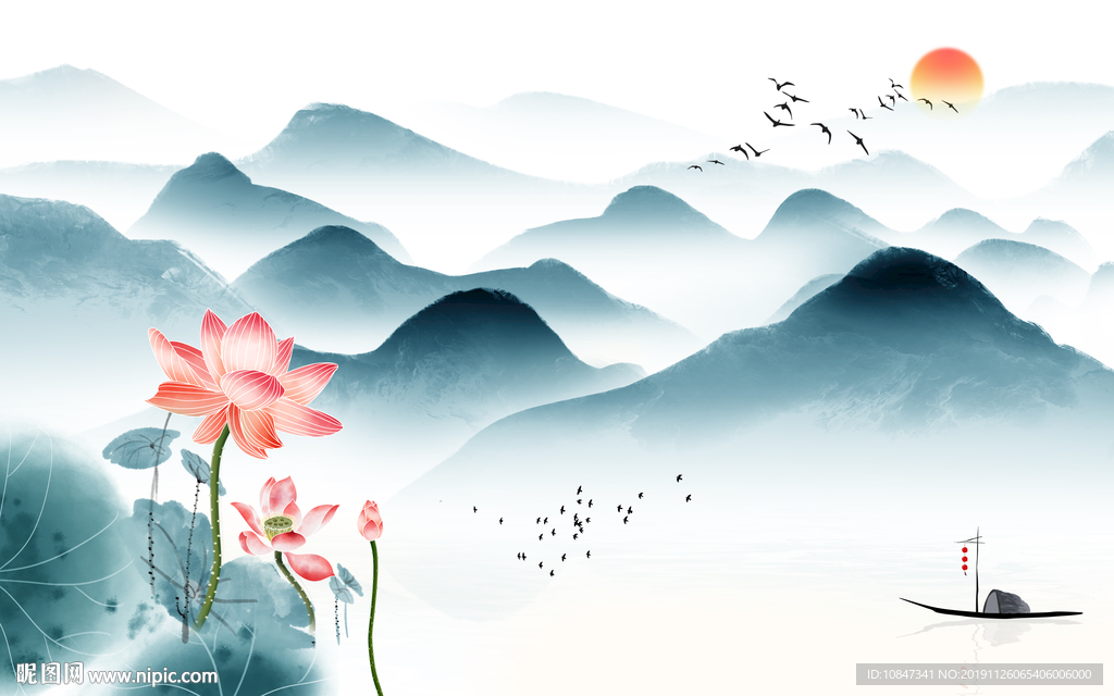 新中式极品山水画 TIF分层