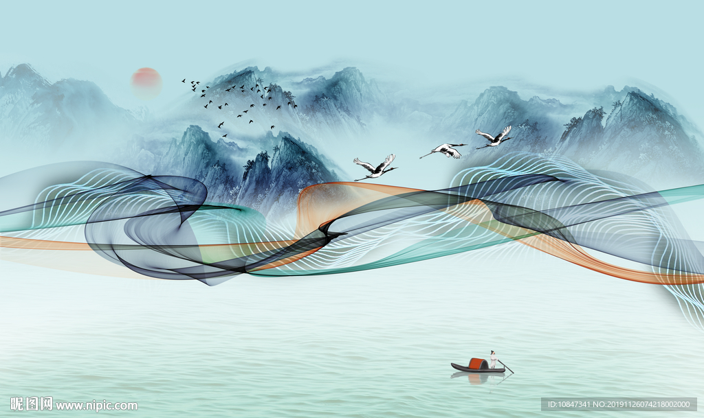 线条极品山水画 TIF分层