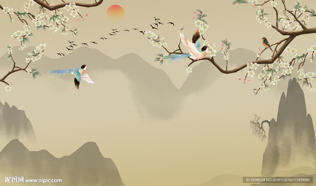 新中式复古电视背景墙