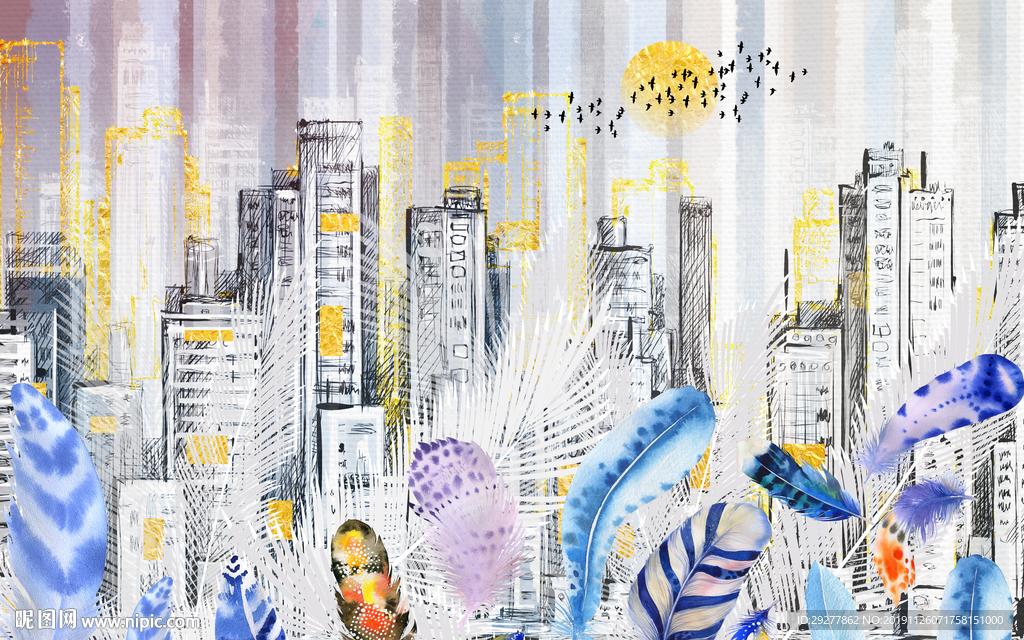 抽象北欧式装饰画 TIF分层