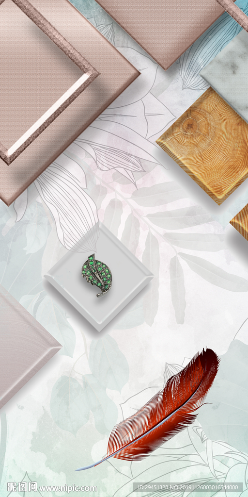 高清 玄关羽毛方框 TIF分层