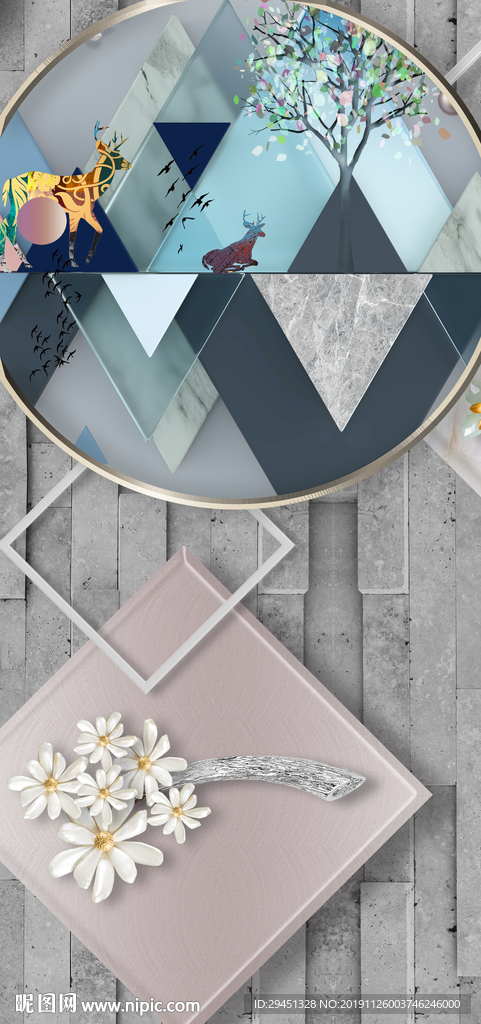 创意玄关装饰挂画 TIF分层